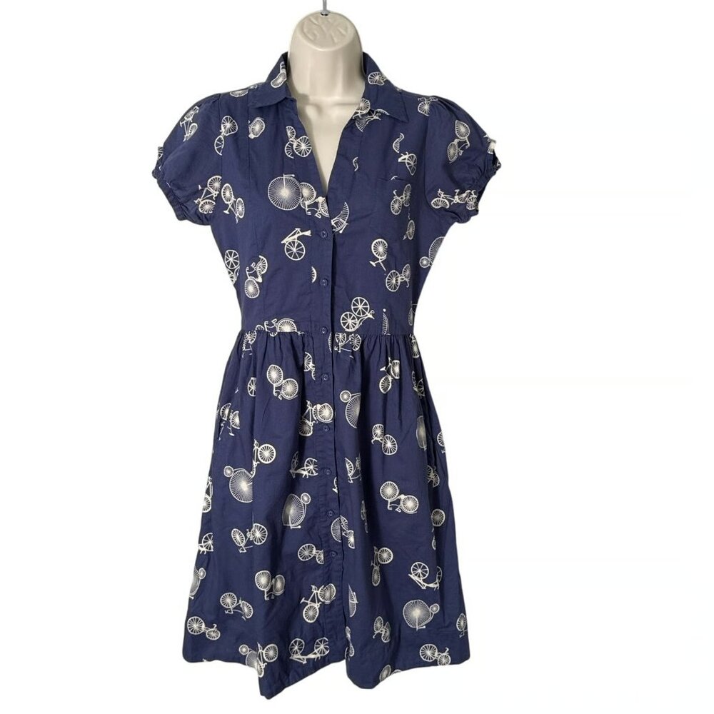 Anthropologie bicycle print shirt dress by Porridge, sz 4 - Picture 3 of 6